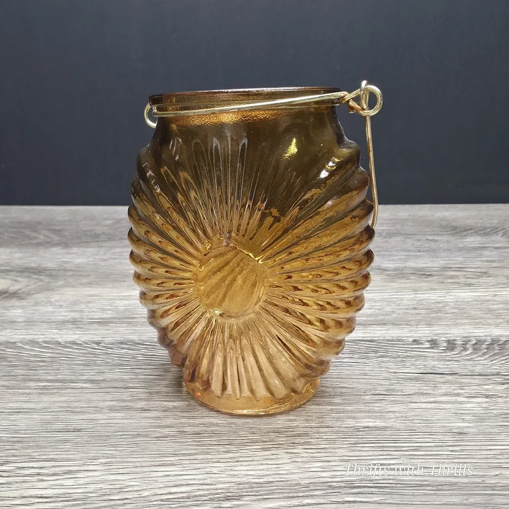 Amber Lantern Style Small Vase‎ - Great For Any Occasion - 4.5